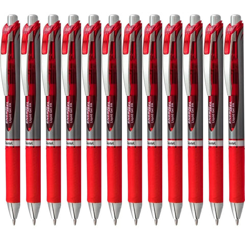 Pentel BL80 Energel Retractable Gel Ink Pens 1.0mm Box of 12 (Red)