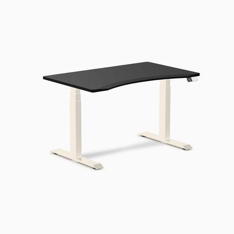 Desky Dual Ergo Edge Sit Stand Desk 120cm Black Desktop and Wheat Frame