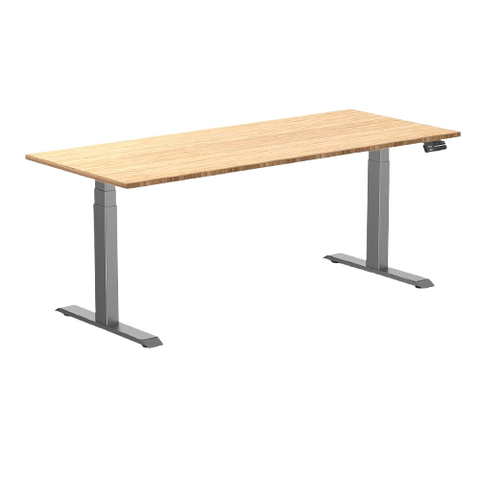 Desky Dual Bamboo Sit Stand Desk 180cm Bamboo Desktop and Space Grey Frame