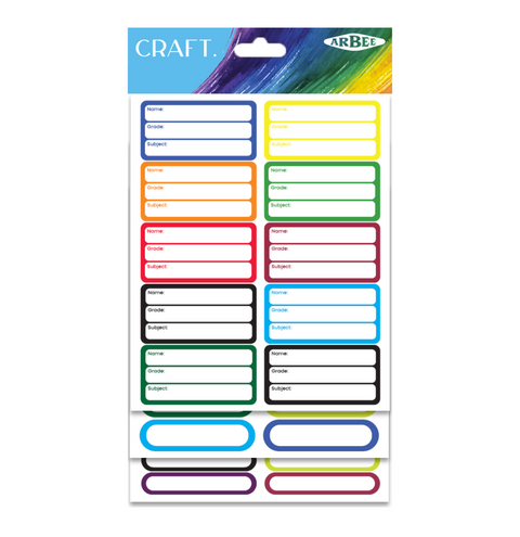 Ribtex School Labels Plain Assorted 3 Sheets