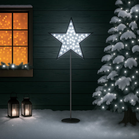 Lexi Lighting 2D Standing Mesh Star with Twinkle LED Christmas Lights White