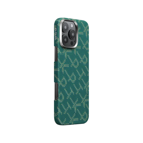PITAKA Aramid Fibre Ultra-Slim Cas for iPhone 16 Pro Monogram (Gold/Green)