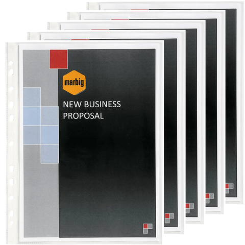 5 Pack Marbig Deluxe Heavy Weight Copysafe Sheet Protectors Plastic Sleeves A3 Box 100