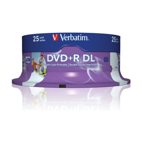 VERBATIM DVD+R Double Layer White Wide Inkjet Blank Discs 8x8.5GB 25pc