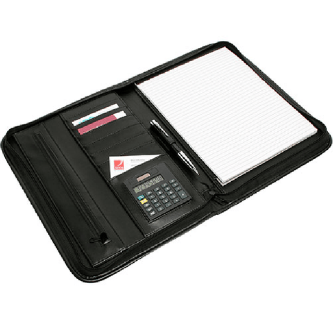 Rexel Compendium Note Pad Holder Calculator Folder Zippered Black