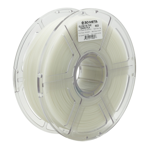 3D META Glow in the Dark PLA 3D Printing Filament - Red - Clear in Light