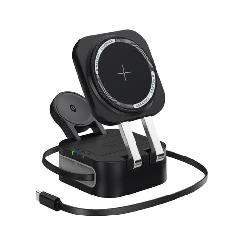 Laser 3-in-1 Foldable Wireless Charging Stand (Black)