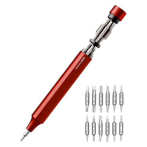 HOTO Manual Precision Screwdriver Pen Pocket Tool (Red)