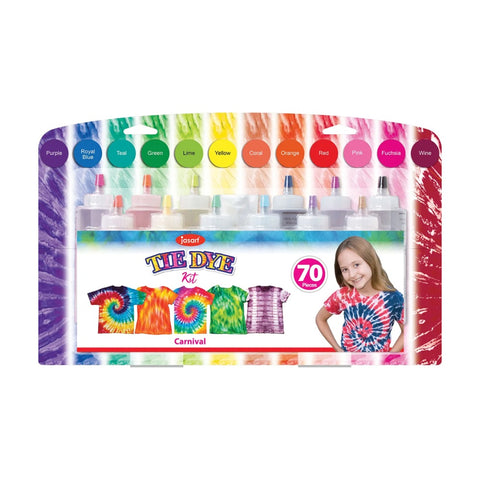 Jasart 70pc Tie Dye Carnival Complete Set DIY Art/Craft For T-Shirt/Tote Bags