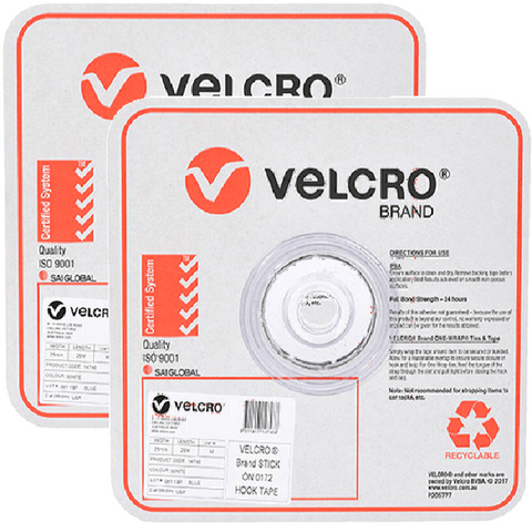 Velcro Brand Stick-On Hook Only Tape Roll 25mmx25m (White)