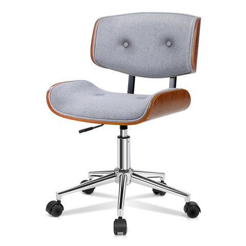 ALFORDSON Wooden Office Chair Computer Chairs Executive Seat Fabric (Grey)
