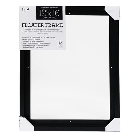 Jasart Thin Edge Artwork 12x16" Wood Floater Canvas Painting Frame Rect Black
