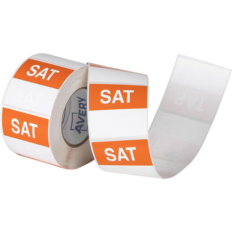Avery 937341 Removable Day Label Saturday 40x40mm Orange/White Box 500