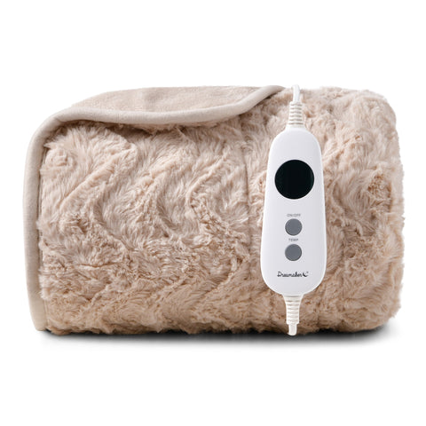 Dreamaker 500gsm Faux Fur Electric Heated Throw Blanket [130x160cm] (Natural)