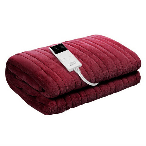 Giselle Electric Throw Rug Heated Blanket Fleece (Red)
