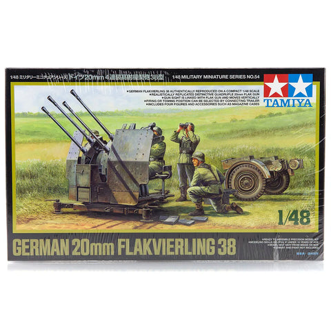 Tamiya 1/48 German 20mm Flakvierling 38 with Trailer Scaled Plastic Model Kit