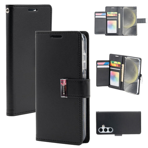 Goospery Rich Diary for Samsung Galaxy S25 Plus - Black, MagSafe
