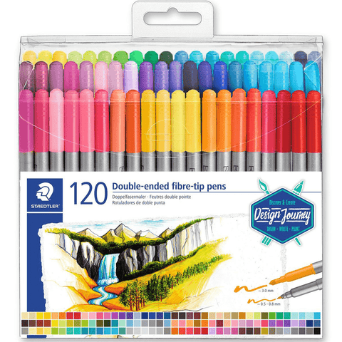 Staedtler 120 Twin Tip Double Sided Fiber Pens Markers Pack [Assorted]