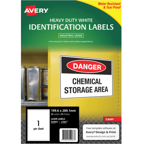 Avery 959067 L7067 Heavy Duty Laser Labels White 1/Page [25 Pack]