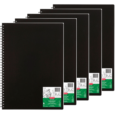 Derwent 5 Pack Academy Visual Art Diary Portrait 120 Pages A3 Black Bulk