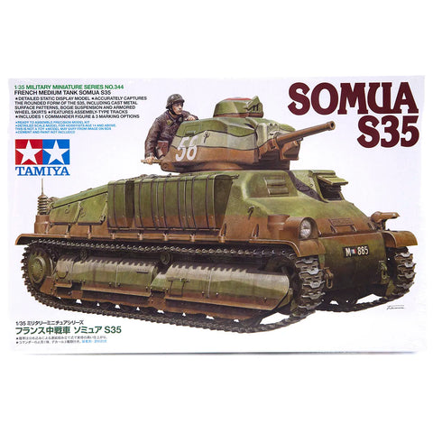 Tamiya 1/35 French Medium Somua S35 Tank Scaled Plastic Model Kit