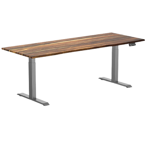 Desky Dual Hardwood Sit Stand Desk 200cm Pheasantwood Desktop and Space Grey Frame