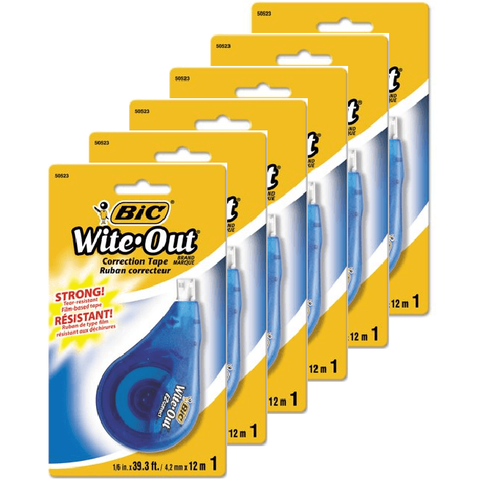 Bic Wite-Out EZ Correct Grip Correction Tape 4.2mmx12m Pack of 6