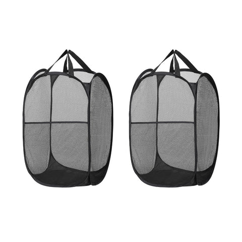 Artiss 2X Laundry Basket Hamper Foldable Black