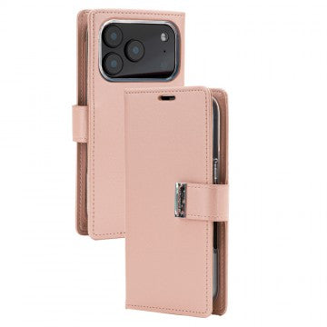 Goospery Rich Diary for iPhone 17 Pro - Rose Gold, Magsafe