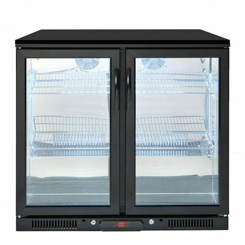 Crossray Double Door LED Outdoor Fridge 208L Beverage/Drink Cooler Black