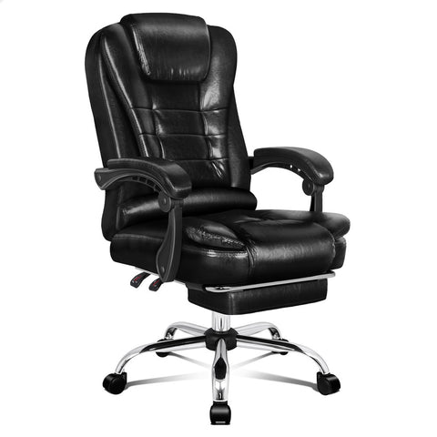 ALFORDSON Office Chair Executive Computer Recliner Seat PU Leather (Gross Black)