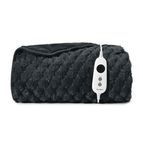 Dreamaker Emmett Textured Faux Fur Heated Throw [130x160cm] (Charcoal)