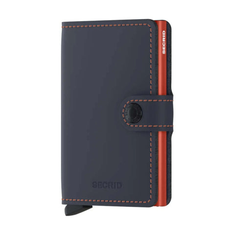Secrid Miniwallet Compact RFID Aluminium Leather Card Wallet Night Blue/Orange