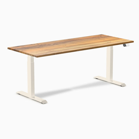 Desky Dual Hardwood Sit Stand Desk 180cm Teak Desktop and Wheat Frame