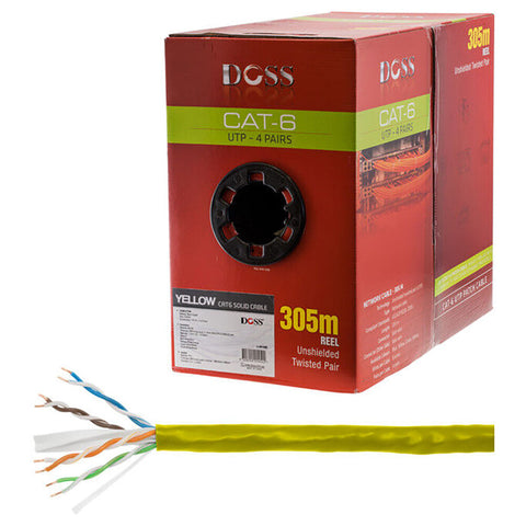 Doss CAT6 Solid UTP 4-Pair LAN Cable 305m (Yellow)