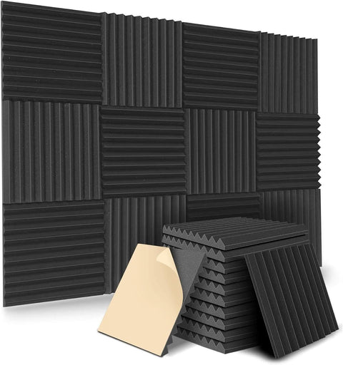 Tavice Self Adhesive Studio Acoustic Foam Sound Proofing Panel Strong Absorption (30cmx30cmx5cm) 48 Pack
