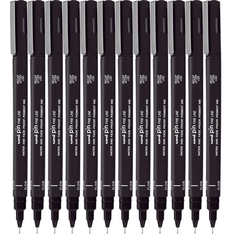 Uni-Ball 200 Pin Fineliner Pen 0.05mm [Box 12]