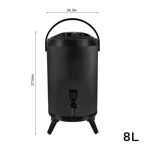 SOGA 8L Insulated Stainless Steel Beverage Dispenser with Faucet  (Black)