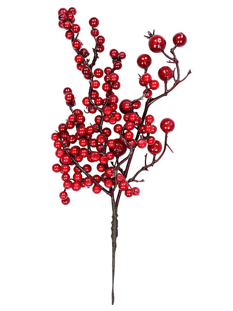 Christmas Warehouse - PICK1730 Deep Red Various Sized Berries Spray Christmas Tree Stem Pick | 14cm Red