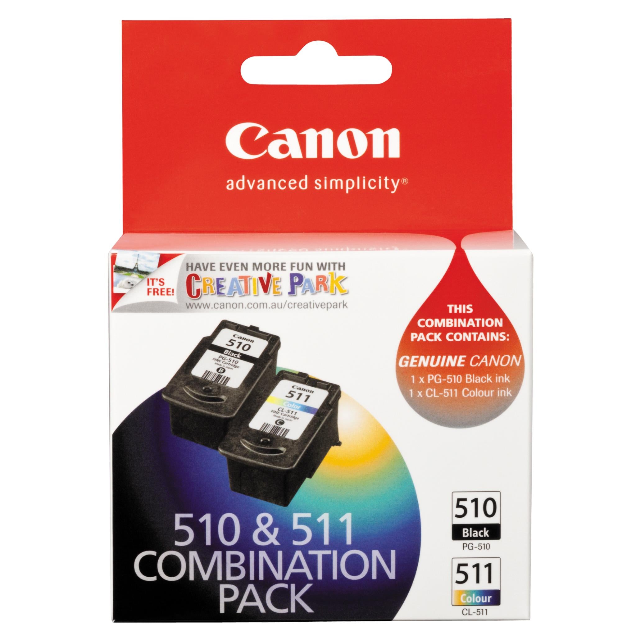 Canon Pixma Printer Ink Cartridge Combo Pack - PG510 (Black) and CL511 (Colour) product image