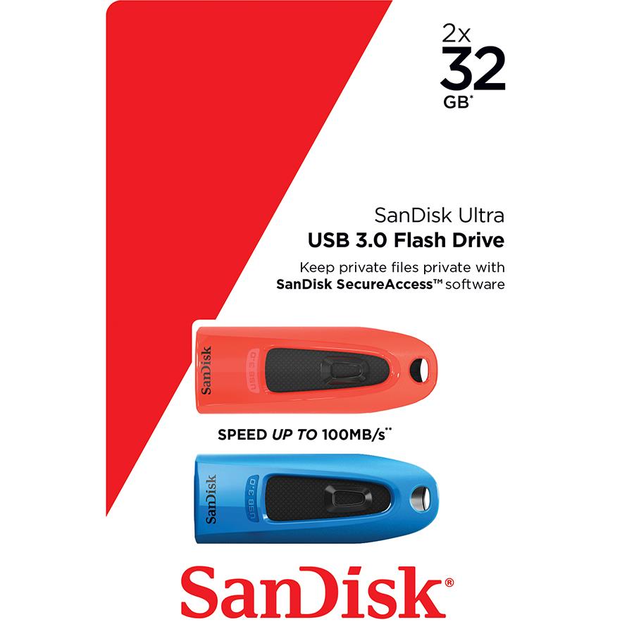 Sandisk 32GB Ultra USB FlashDrive Twin Pack thumbnail 2