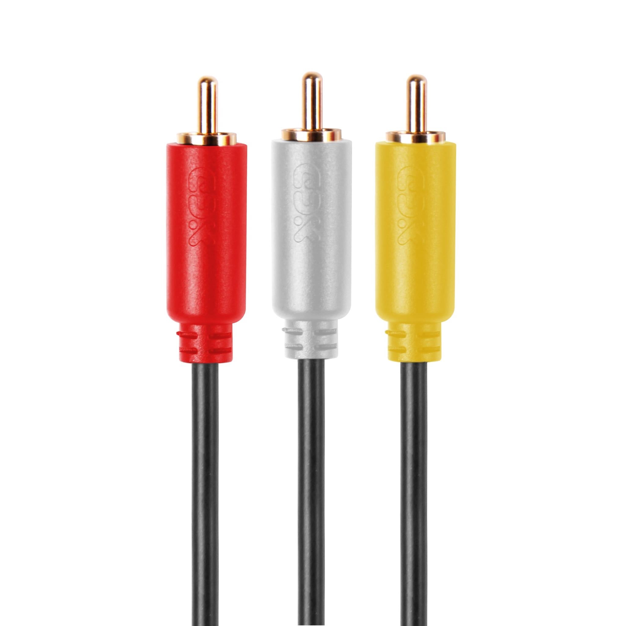 3 RCA Cable (6 FT) - 3RCA AV RCA Composite Video + 2RCA Stereo Audio M/M  Male to Male Dual Shielded RCA Connector Plug Jack Wire Cord