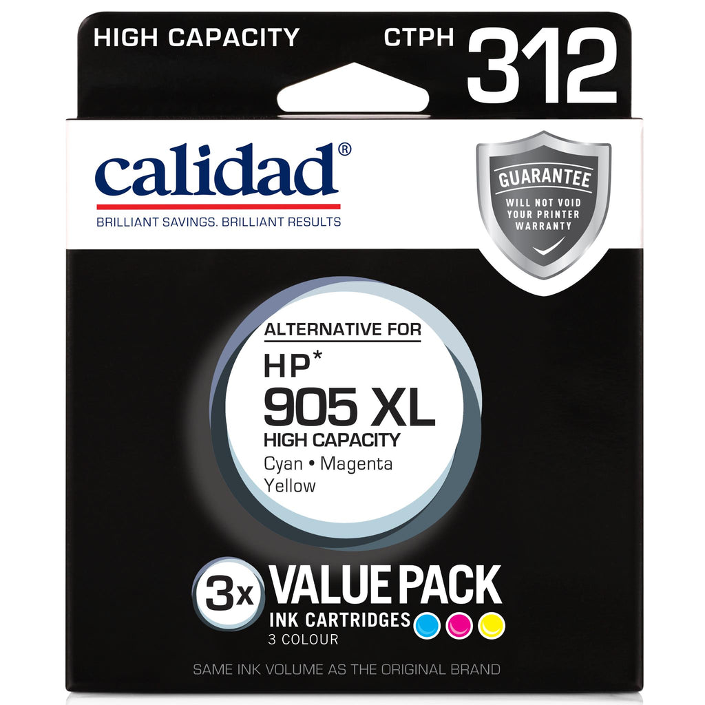 Calidad High Yield Alternative Ink Cartridge for HP 905XL (3Pack/CMY