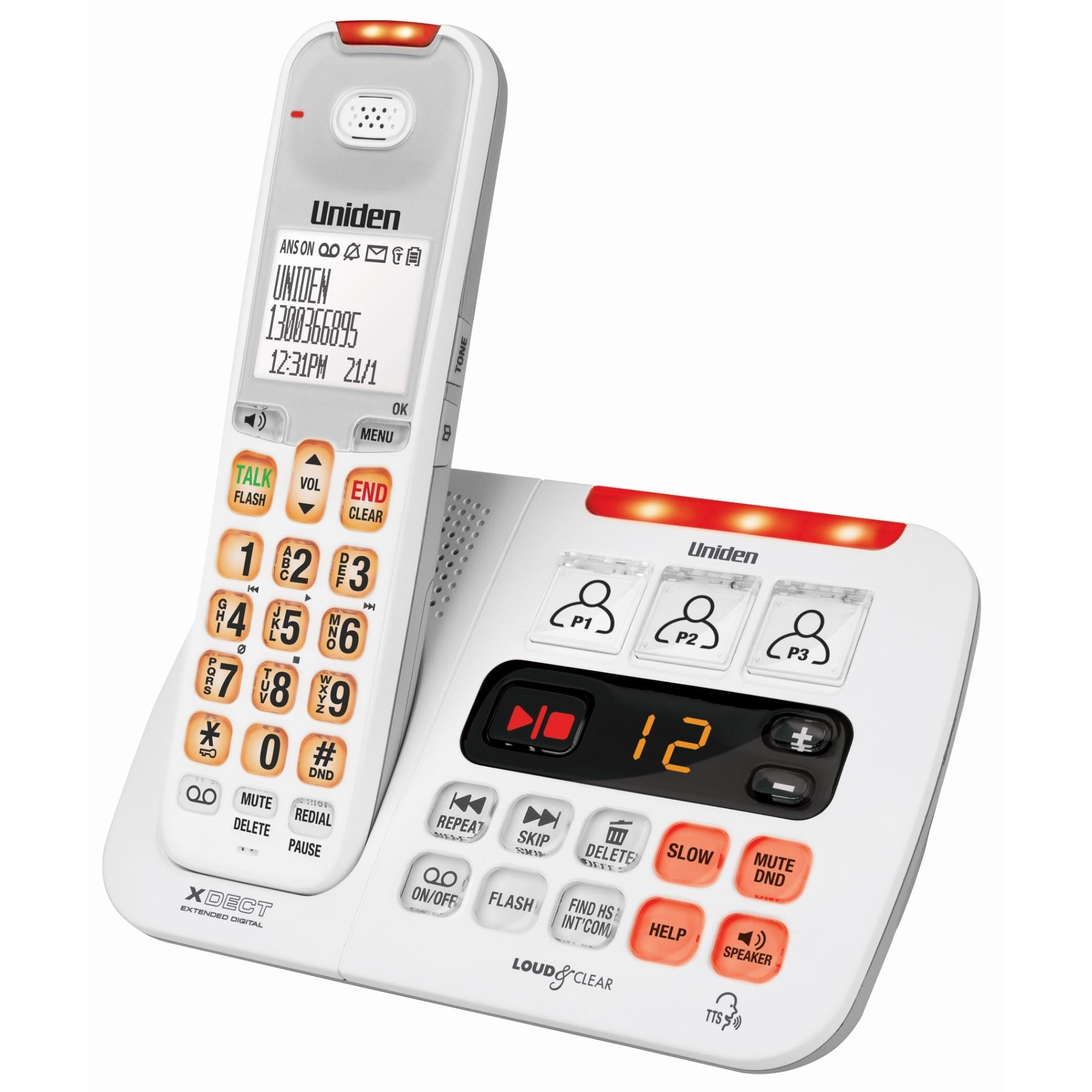 Uniden SSE45W Sight and Sound Enhanced Cordless Phone System JB