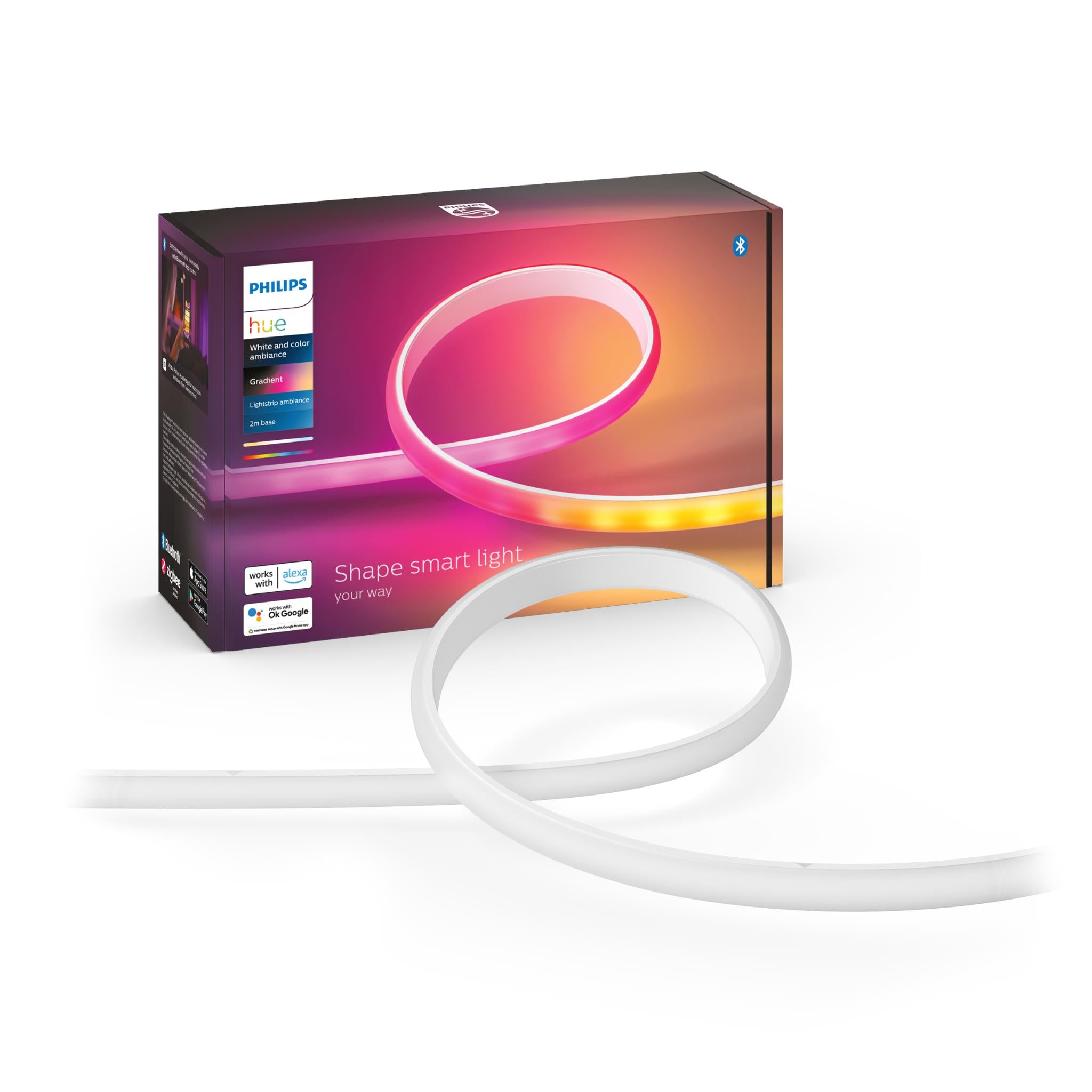 Philips Hue Lightstrip Plus v4 [2 m] White and Colour Ambiance Smart LED  Kit with Bluetooth, Works with Alexa, Google Assistant and Apple HomeKit :  : Lighting