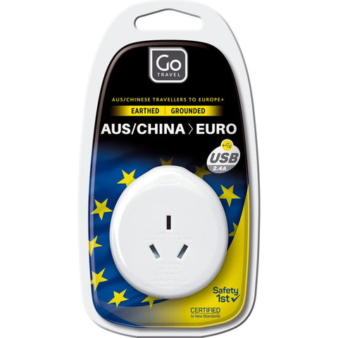 Go Travel Outbound Euro with USB-A Travel Adapter