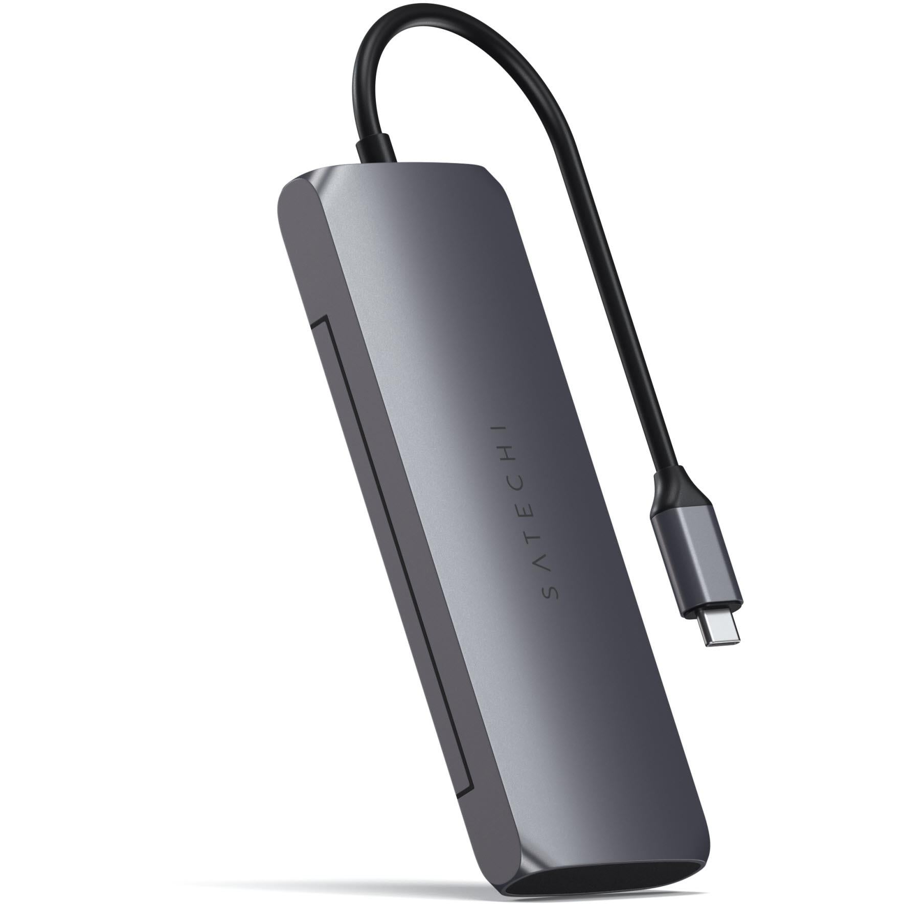 SATECHI Type-C Hub Stand with M.2 SATA SSD Enclosure - Fits Micro/SD Card  Readers, USB Ports, Headphone Jack - for Mac Mini, Mac Studio (Silver)