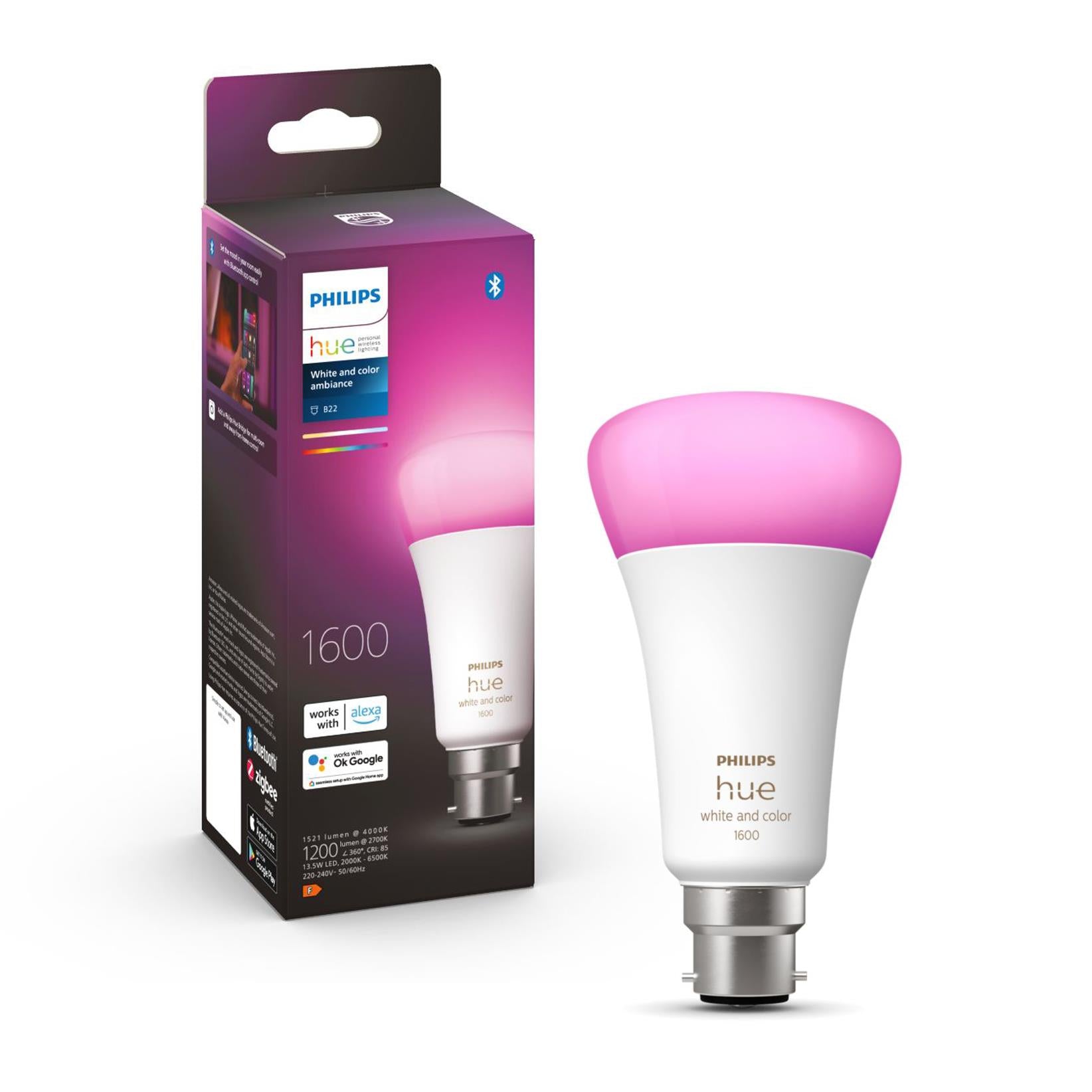 Philips Hue B22 A67 Colour Bluetooth Bulb 100W JB Hi-Fi