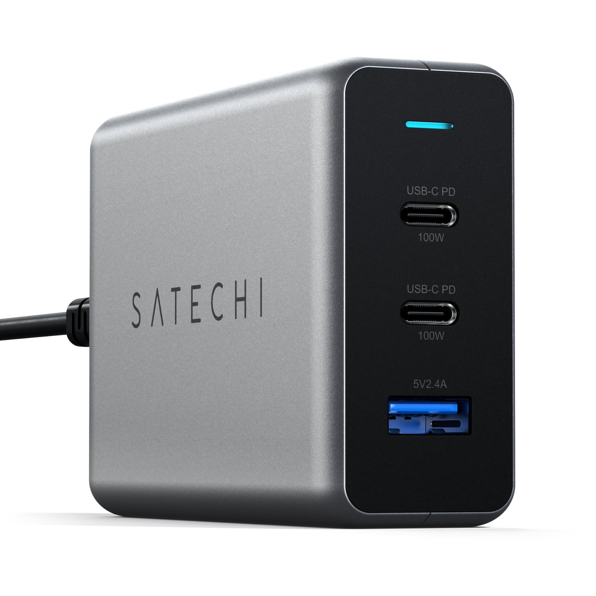Satechi 100W USB-C/A 3 Port PD GaN Compact Charger - JB Hi-Fi