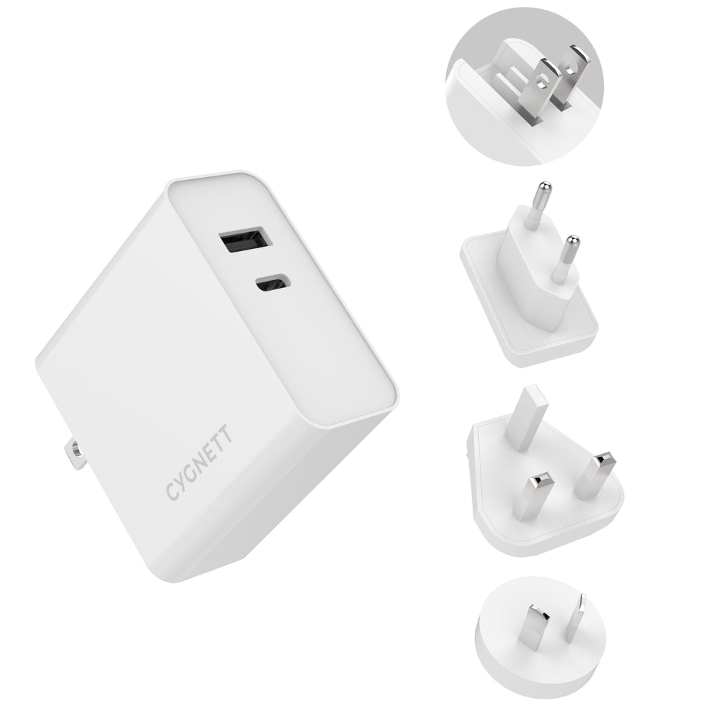 PowerPlus 60W USBC Dual Port Wall Charger with Travel Adapters